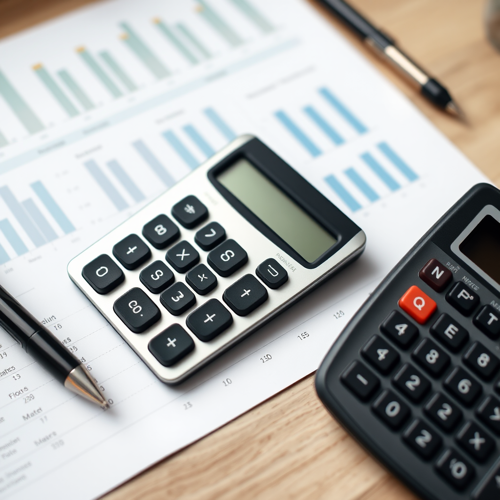 Modern mortgage calculator and financial planning tools on a desk, representing competitive rates and professional home financing services