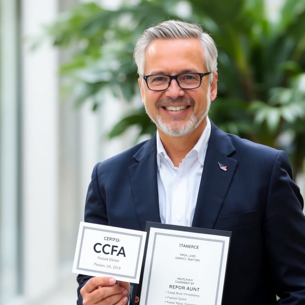 Professional headshot of investment specialist with CFA certification in business suit