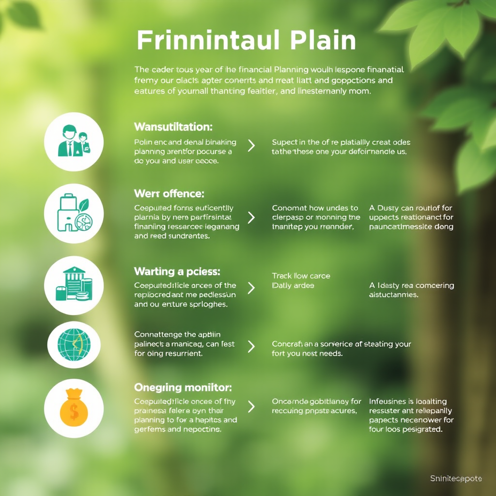 Detailed infographic showing the four-step financial planning process from consultation to ongoing monitoring